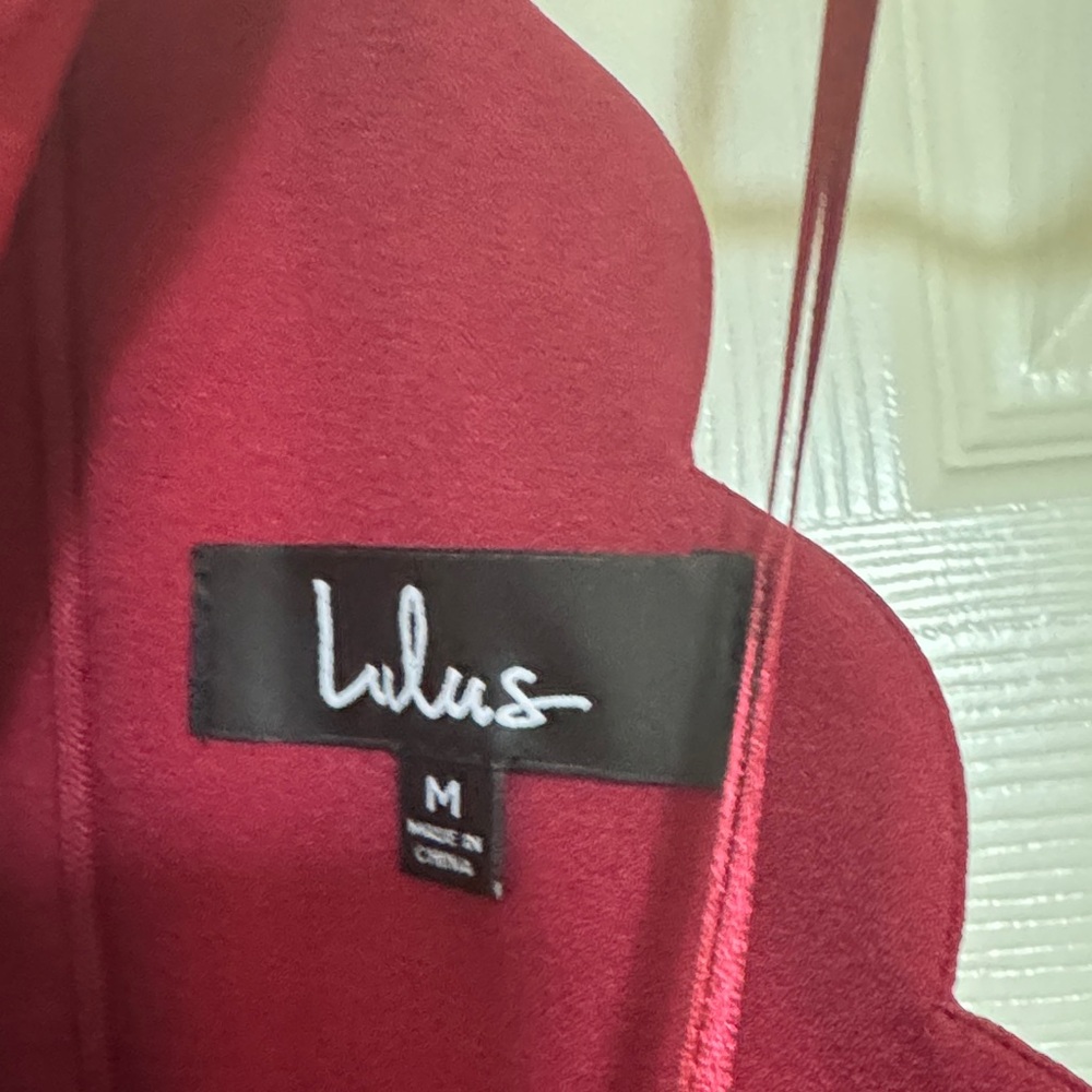 Lulu's Burgundy Scalloped Dress - Picture 2 of 3
